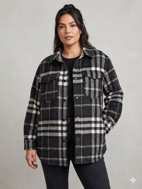 H&M Black and Cream‎ Plaid Shacket